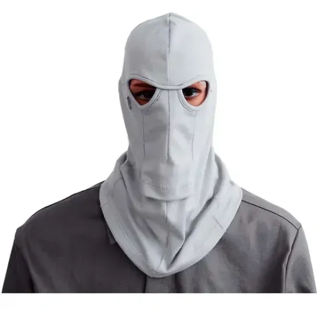 Capuz Balaclava Eletricista Maicol NR10 Risco 2 Atpv 14,00 Cor Cinza Claro Antichama Abertura 2 Olhos CA 51070