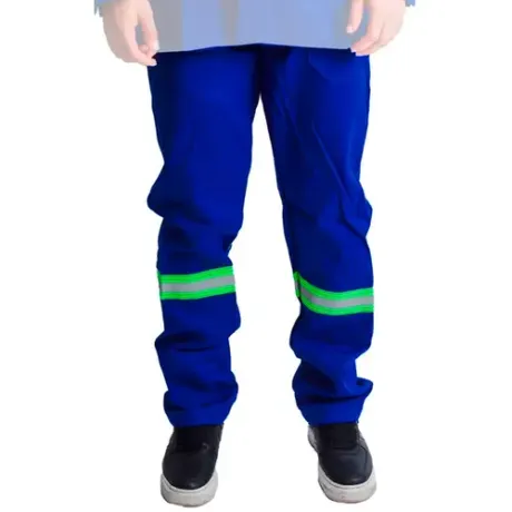 Calça Eletricista NR 10 Risco 2 Atpv 10,0 Maicol Cor Azul Royal Refletivo Verde CA 44109