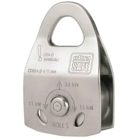 Polia Simples Ultra Safe Roll S  Em Aço Inox Para Uso em Corda até 11mm Código USP400840100