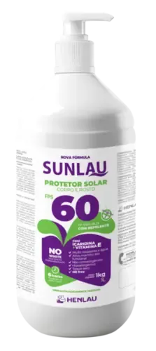 Protetor Solar Sunlau Marca Henlau Fator 60 Com Repelente Icaridina Frasco 1 kG/LT