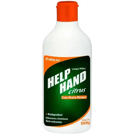 Limpa Mãos Desengraxante Help Hand Citrus Marca Henlau Hidratante e Esfoliante Conteúdo 500 Gramas