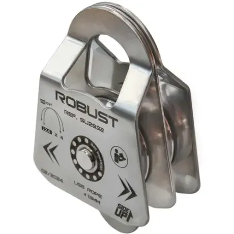 Polia Dupla Oscilante Inox 50kN SideUp Robust SU2832 – Fluidez e Segurança para Corda até 13mm