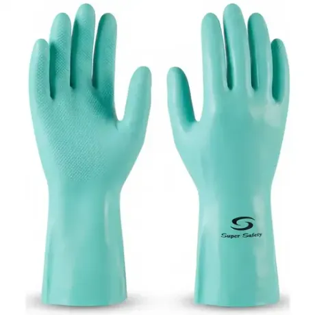 Luva Nitrílica Verde Super Safety Nitro Green CA 33334 - Proteção Química com Forro Flocado