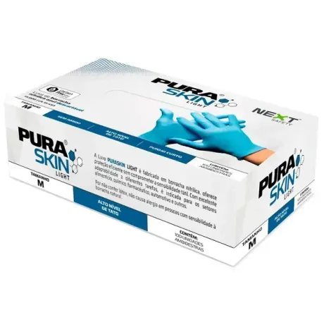 Luva Nitrílica Descartável Next Safety PuraSkin Light Caixa 100 Unidades Ca 51749 Risco Químico e Biológico