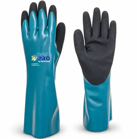 Luva Overpro Chemtech Volk do Brasil Proteção Química Mecânica Térmica Borracha Nitrílica Antiderrapante CA 47.809 EN 388 EN 407 ISO 374-1 Tipo A Cód 10.66.472.43