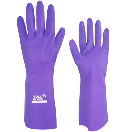 Luva Nitrílica Sem Forro Lilás Volk - Química Tipo B JKOPT Biológica - Grip Diamante - Clorinada - 10.65.010.21 - CA 52069