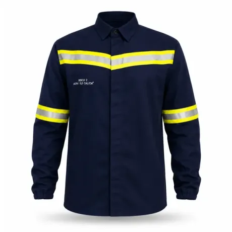 Camisa Antichama Guardian Arco Fire WE Risco 2 Azul Marinho ATPV 11 cal/cm² Refletiva Punho Elástico