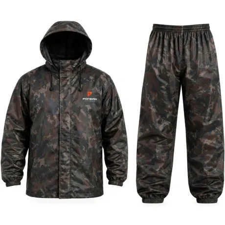 Conjunto de Chuva Nylon Pioneira 3200 Pescador Jaqueta e Calça Camuflado CA 42102 e 42104