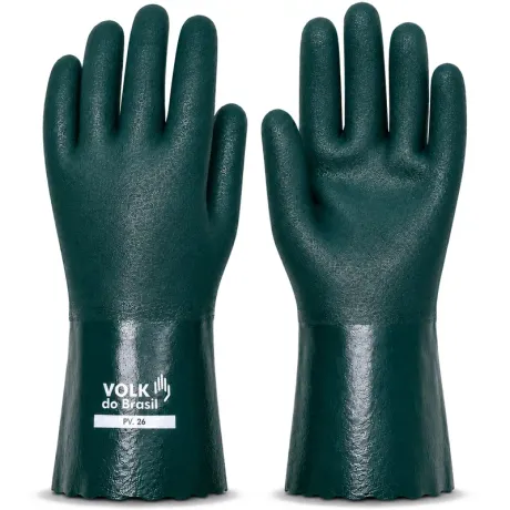 Luva de PVC Volk 26cm Verde Forrada Antiderrapante Proteção Química e Mecânica 10.25.103.03 CA 37127