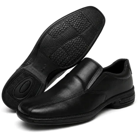 Sapato Social Masculino Couro Preto sem Cadarço para Segurança e Portaria