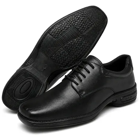 Sapato Social Masculino Preto com Cadarço para Segurança e Portaria Couro