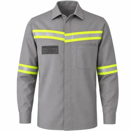 Camisa de Segurança FR Risco 2 ATPV 11 cal/cm² Arco Elétrico Fogo Repentino Cinza Mundo Linha Viva CA 50376