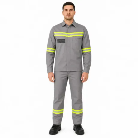 Conjunto FR Camisa e Calça Risco 2 ATPV 11 cal/cm² Arco Elétrico Cinza Mundo Linha Viva CA 50376 e 50377